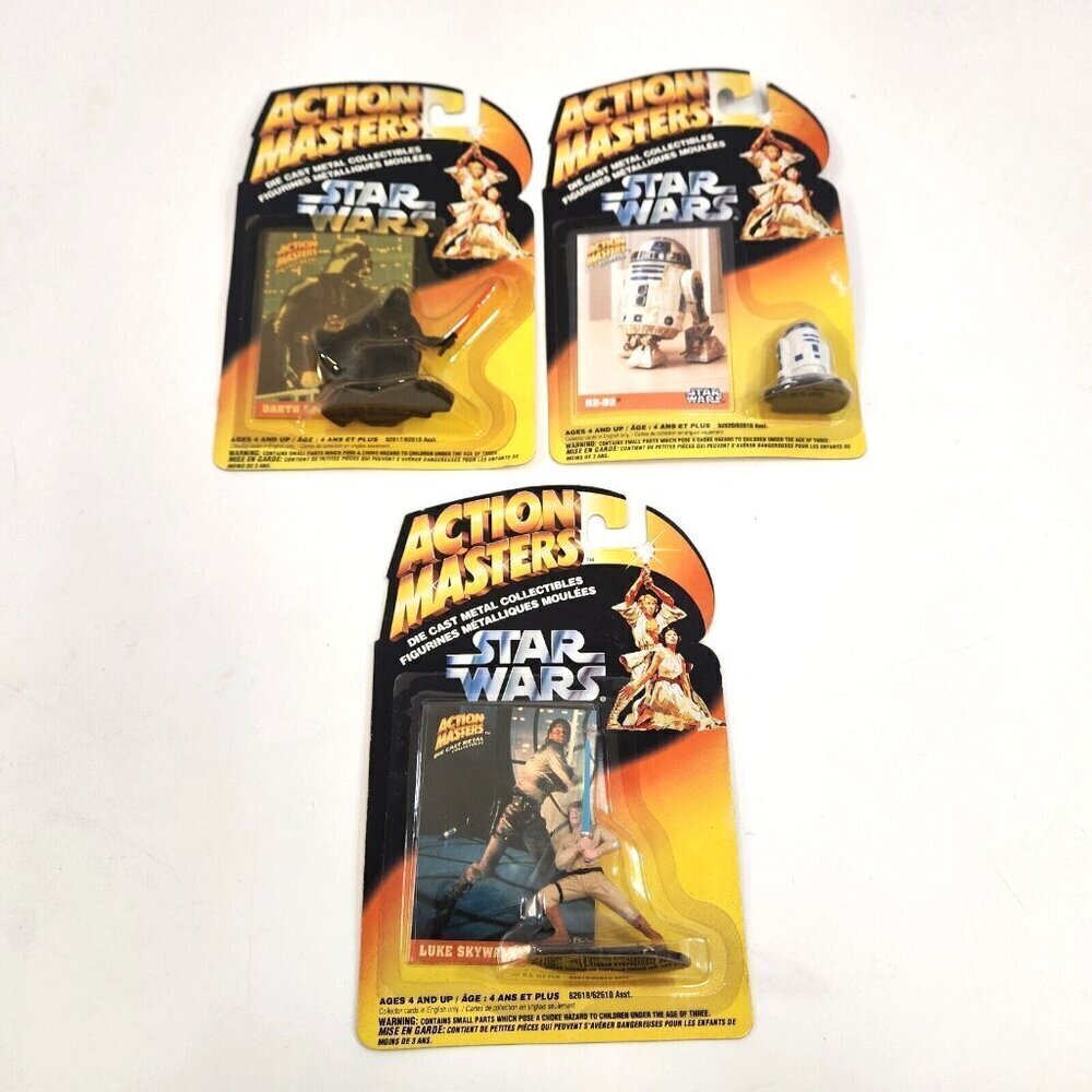 Star Wars Action Masters Die Cast Figures Darth Vader R2D2 Skywalker 1994 Sealed